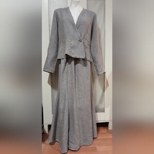 Vintage- Flax By Jeanne Engelhart - Two Piece Linen Skirt Set, Size Small